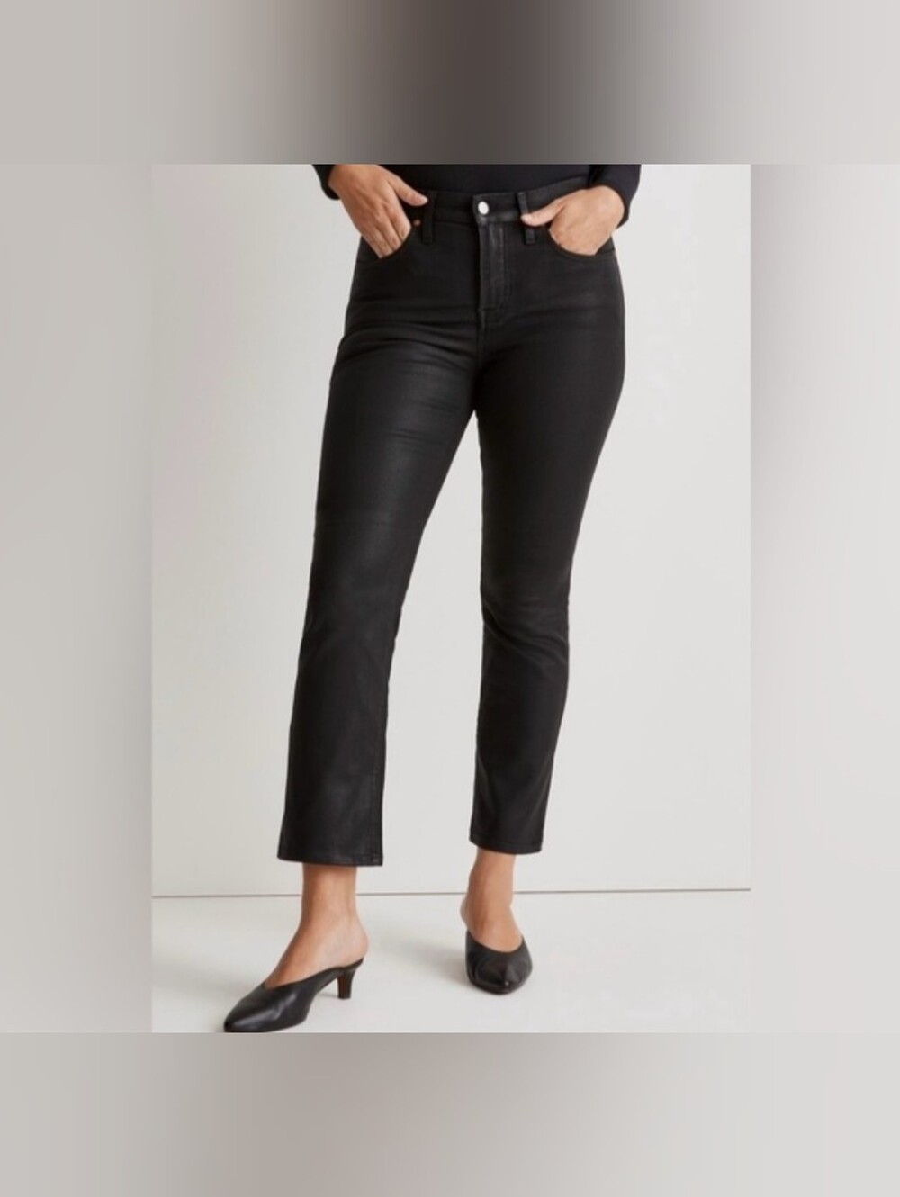 Madewell Mid Rise Kick Out Jeans Coated Black